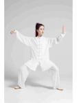 Royal Cheng puuvillasegu linane Tai Chi ja Wushu esinemisvorm meestele ja naistele - Kevad/Suvi stiil XXXL valge