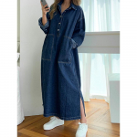 Korea lahtised pingutusn&ouml;&ouml;riga teksariided naistele &scaron;ikid l&otilde;hestatud naiste kleidid elegantsed sinised taskukleidid Korea L sinine