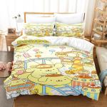 Sanrio Pom Pom Purin Cinnamoroll Voodipesukomplektid Tekk Tekikott Voodikate Tekikoti Kate Padjap&uuml;&uuml;r 2-3 Osaline Komplekt Lastele T&auml;iskasvanutele EU Single 135x200cm