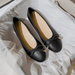Ballet Flats Kingad Naiste Klassikalised Loafers Ehtsast nahast Moekujundus Bowknot T&uuml;drukutele Kontori Daami Vabaajajalatsid naistele 36 must