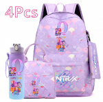 4 tk/komplekt Multikaga Tr&uuml;kitud Seljakott Suure Mahutavusega Koolikott K&auml;ekott Kott koos 750 ml Vee Pudeliga Poiss T&uuml;druk Koolikott Mochila