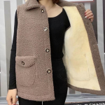 Naiste fliisvoodriga lambanahast vest turske kunstkarusnaha ja elegantse disainiga 4XL