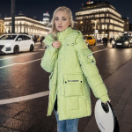 Sule puuvillane jope naiste keskmise pikkusega talvine lahtine ja paks tuulekindel soe puuvillane jope XXXL roheline