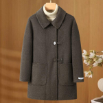 Keskealiste naiste pikad villased mantlid ja segud Suurused S&uuml;gisesed &uuml;ler&otilde;ivad Elegantne lai naiste jakid XL pruun