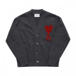 Ami suur s&uuml;da logo intarsia V-kaelusega kampsun Bfukc006 BFUKC006 018 084 (L)