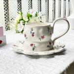 Korea naiste kohveejookide klaas, keraamiline k&otilde;rge v&auml;&auml;rtusega lilleline kruus, ins-stiilis, lilleline paariline keraamiline teetass coffee cup saucer gray