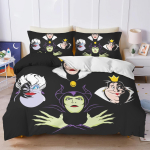 Disney Kurikaelad Maleficent Ursula Paha Kuninganna Voodipesukomplekt Tekikott Tekikotid Kahekordne Mugavus 100% Pol&uuml;ester 3-osaline Komplekt AU Single(140*210cm)3pcs