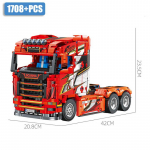 Technical City 1708tk Scanias Longline V8 Veoauto Mudeli Ehitusklotside Komplekt MOC Kokkupandav Veoauto Auto Klotsid M&auml;nguasjad Lastele Kingitused