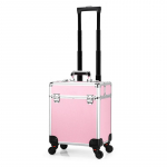 Suure mahutavusega alumiiniumist ratastel meigikohver lukustatav kosmeetika k&uuml;&uuml;nevarustus salongi organiseerija k&auml;ru kohver sahtlitega