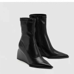 Terava Ninaga Naiste Pahkluusaapad Moodsad Elegantsed Ehtsa Nahast Kingad 7CM Paksune Konts Naiste Moodsad L&uuml;hikesed Saapad Kiilud Kingad 39 black