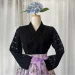 Korea kaasaegne Hanbok must pitsist Jeogori jakk S