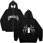Y2k Naiste Spider Print Hoodies Naiste Hip Hop T&otilde;mblukuga Pikkade Varrukatega Jakk Mantlid S&uuml;gistalvine Harajuku Vaba kapuutsiga kampsun XXXL black