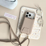 R&otilde;ngashoidjaga Crossbody Magnetiline Rahakott Nahast &Uuml;mbris iPhone 17 Pro Max 16 Plus 15 Plus 14 13 12 11 jaoks Pika Paelaga Taskukate iPhone 14 Pro Max helepruun v&auml;rv