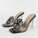 Liyke Kummaline Stiil L&auml;bipaistvad K&otilde;rged Kontsad L&auml;bipaistvad Sandaalid Naistele Kristalllillega Disainer-Sandaalid Seksikad Ruudukujulise Ninaga Kingad 35 must