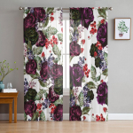 Akvarellroosid, lavendli-t&uuml;llist kardinad, &otilde;huke voile, elutoa, magamistoa, k&ouml;&ouml;gi j&otilde;ulukaunistused 135W x 114H(cm)