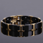 Kuldset v&auml;rvi roostevabast terasest ehted Klassikaline 10 mm laiusega keraamiline kett Tervise magnetk&auml;ev&otilde;ru Mees S&otilde;prus Meeste k&auml;ev&otilde;rud 18CM black