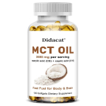 MCT &otilde;li 3600mg C8 C10 kapslid Ketogeenne energia ajule ja kehale Mitte-GMO kookosp&auml;hkel 120 kapslit 120 Capsules