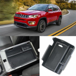 Auto keskkonsooli k&auml;etoe panipaiga karbi korraldaja alus Jeep Compass 2026 2026 2026 jaoks Panipaiga korrastamise siseaksessuaarid ABS must