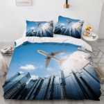 mood 3D-prindiga lennuki voodipesukomplekt, multifilmimustriga tekikotid padjap&uuml;&uuml;ridega, pehme voodipesu, kohandatud voodipesu, dropshipping 135x200cm