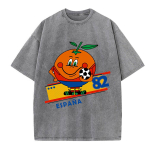 Naranjito Hispaania Hispaania Maskott Jalgpall Vintage Pesitud T-s&auml;rk Mehed Naised R&otilde;ivad Mood L&uuml;hikeste Varrukatega T-s&auml;rk Streetwear S