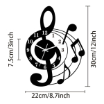 Muusikam&auml;rgi seinakell akr&uuml;&uuml;l vaikne seinakell sobib kodu elutuppa magamistuppa klassiruumi kaunistamiseks seinakell. (black,12 inch) must