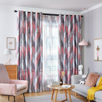 V&auml;rvilise geomeetrilise prindiga pimendav kardin, soojustav tolmukindel p&auml;ikesekaitse, kaasaegne minimalistlik disain magamistoa ja elutoa jaoks W132xH183cm&Hooks tape top roosa