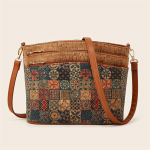 Vintage Flower Print Crossbody kott naiste puukoore mustriga rahakott etnilises stiilis &otilde;lakott sinine