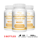 Nikotiinamiid B3-vitamiini kapslid, 1000 mg, t&auml;iesti looduslikud, sobivad nii meestele kui naistele 120*3