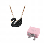 Swarovski kunstkristallkivist, roosakulla tooni pinnatud kaelakeed naistele, must F (One Size Fits All)-Pink bow gift box must