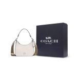 COACH Hobo Kaetud L&otilde;uend Nahast Poolkuu Kuju Kotiga, &Otilde;lakott, Crossbody Kott, K&auml;ekott Keskmine Naiste Valge Gift Box Set (Basic Set + Black Gift Box) valge