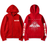 Bad Omens B&auml;ndi Graafiline Kapuutsiga T&otilde;mblukuga Jakk Meeste Mood Vintage &Uuml;legabariidiline T&otilde;mblukuga Dressipluus Meeste Rock Punk Gooti Jakk Streetwear S punane
