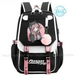 Danganronpa Seljakott Anime Mochila Koolikott &Otilde;pilane USB-port Reisitooted S&uuml;learvuti Vabaaja Suur &Otilde;lakott Kingitus 12 inches black