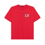 LOUIS VUITTON puuvillane piqu&eacute; T-s&auml;rk tikitud Lv plaastriga 1AFJED XS punane