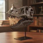 Vaikse Dinosauruskarkassi Avatud L&otilde;ualuuga Skulptuur Metallist Alusel gray