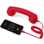 Retro telefonitoru mobiiltelefonidele, Klassikaline juhtmega telefoni toru Type-C pistikuga iPhone'i ja Androidi jaoks, Stiilne nutitelefoni vastuv&otilde;tja punane