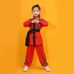Hiina Kung Fu &Uuml;likond Nelja Hooaja Kollektsioon Laste Wushu Esituskomplektid Poisi Kraega Pikkade Varrukatega S&auml;rk + P&uuml;ksid Tai Chi T&uuml;druk Kaheosaline Komplekt 160 red