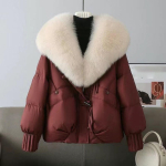 Suur kunstkarusnahast mantel naistele s&uuml;gis-talv naiste parkad valge pardi udusule jope sulgedest l&uuml;hike puhvjakk XXXL black