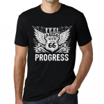 Meeste vintage T-s&auml;rk Graafiline T-s&auml;rk Feel The Progress Deep Black White Text XS must