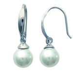 Les Tr&eacute;sors De Lily [D7063] - Boucles Argent 'Perla' Blanc argent&eacute; - perle 6 mm h&otilde;be