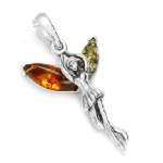 Les Tr&eacute;sors De Lily [Q6792] - Pendentif Argent 'F&eacute;e Clochette' Ambre 2 tons (rhodi&eacute;) - 25x15 mm oranž