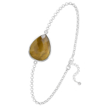 Les Tr&eacute;sors De Lily [R1035] - Bracelet argent artisanal 'Mineralia' oeil de tigre argent&eacute; - 18x14 mm pruun