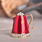 Blucome teekannu kujuga pross emailiga s&auml;rav kristallist kivist prossid naistele ehten&otilde;elad sinine