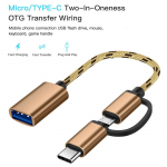 2-&uuml;hes C-t&uuml;&uuml;pi mikro-USB-USB 3.0 liidesega OTG-adapterikaabel gold