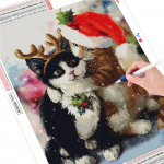 T&auml;isruudukujuline teemantmaaling j&otilde;ulude uus saabumine teemanttikandid kass mosaiik looma uusaasta kingitus k&auml;sit&ouml;&ouml; komplekt Full Round (20X30CM)