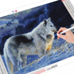 T&auml;isruudukujuline &uuml;mmargune teemantmaaling Hundi ristpistega 5D DIY Teemanttikandid Loomade N&auml;put&ouml;&ouml; Lumi K&auml;sitsi valmistatud kingitus Full Round (20X30CM)