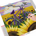 5D t&auml;is&uuml;mmargune ruudukujuline teemantmaaling jalgratas ristpistes teemanttikandid maastik mosaiik p&auml;evalill n&auml;put&ouml;&ouml; kodukaunistus Full Round （30x30CM）