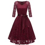 Naiste vintage lilleline pits, 3/4 varrukatega pruutneitsi kleit, lint lips v&ouml;&ouml; tee Midi peo kokteil, &otilde;htune varustus, p&auml;evar&otilde;ivad M