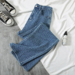 K&otilde;rge v&ouml;&ouml;kohaga lahtised mugavad teksad naistele Jacqard moodsad vabaaja sirged p&uuml;ksid Mom teksad Pestud Boyfriendi teksad XS sinine