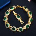 WWJ luksuslikud 585 kuldse v&auml;rvi ovaalse kujuga kuubilise tsirkooniumoksiidist lillega tennise k&auml;ev&otilde;rud