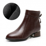 Poolsaapad Naiste terava ninaga, paksud kontsad, ehtsast nahast kingad l&uuml;hikesed saapad, pehme tallaga jalatsid, suur suurus 35-43 38